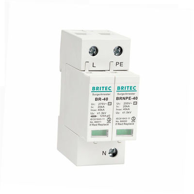 BR-40 1P + 1 40kA Type 2 Surge Protection Device Arrester Singel Phase Lightning Protection spd