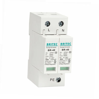 BR-40 1P + 1 40kA Type 2 Surge Protection Device Arrester Singel Phase Lightning Protection spd