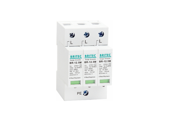 BRITEC AC 12.5kA BR-12.5M 275V T1 + T2 صواعق صواعق فئة B + C