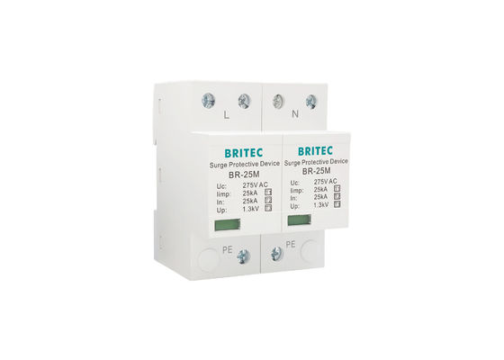 25kA 275V Din Rail Surge Arrester SPD واحد مرحلة حماية الزيادة مع تقنية MOV