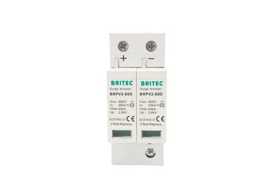 2 Pole 600V Power Spd Surge Protection Device Ce Tuv Brpv 2p 20-40ka صواعق صواعق